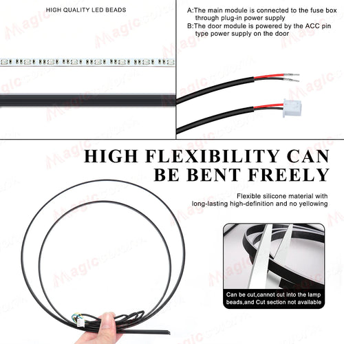 18-in-1 LED Car Ambient Lights Kit - 64 Color RGB Symphony Streamer Interior Bluetooth Strips