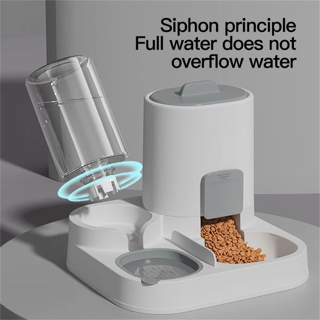 Automatic Gravity-Fed Cat Water Dispenser & Feeder - Spill-Proof