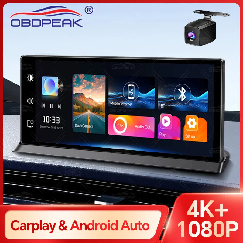 K2 Pro 11.3" 4K Wireless CarPlay Android Auto Dash Cam with GPS & Dual Lens