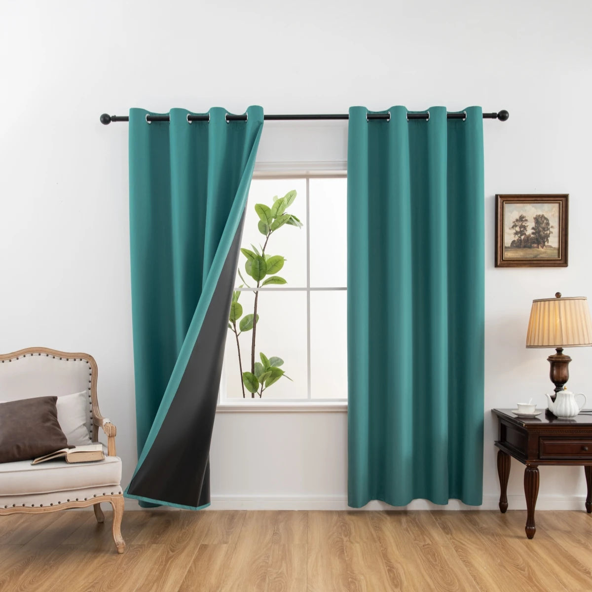 Modern Blackout Curtains - 2 Pcs Set with Coated Lining for Home Decor