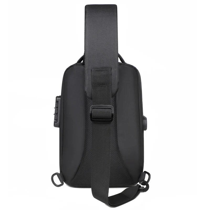 Men's Anti-theft Crossbody Bag with USB Charging Port & Combination Lock for Business & Travel