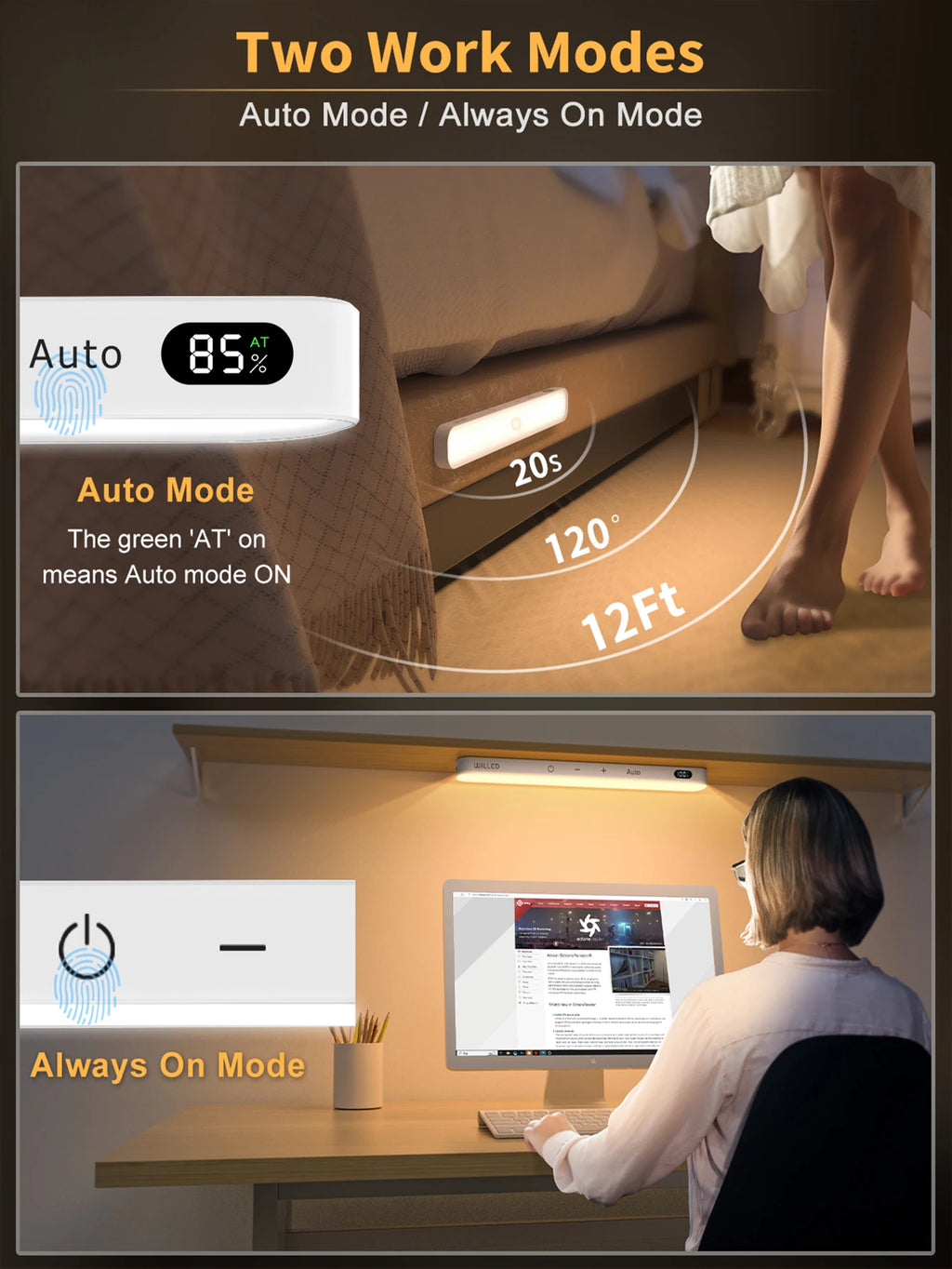 WILLED Wireless LED Motion Sensor Cabinet Light - Warm Glow
