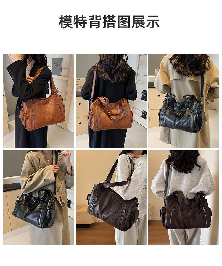 Vabena 2026 Soft Interior Shoulder Bags - High Quality Contrasting PU Handbags