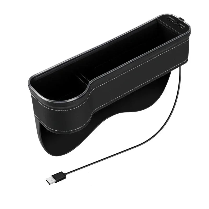 Car Seat Gap Organizer with USB Charger, LED & Cup Holder | Crevice Storage