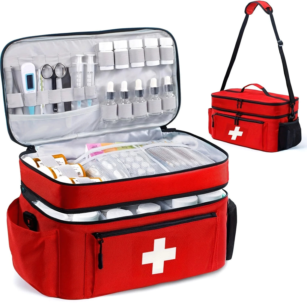 Large Capacity Travel Medicine Storage Bag - Portable Emergency Kit Organizer