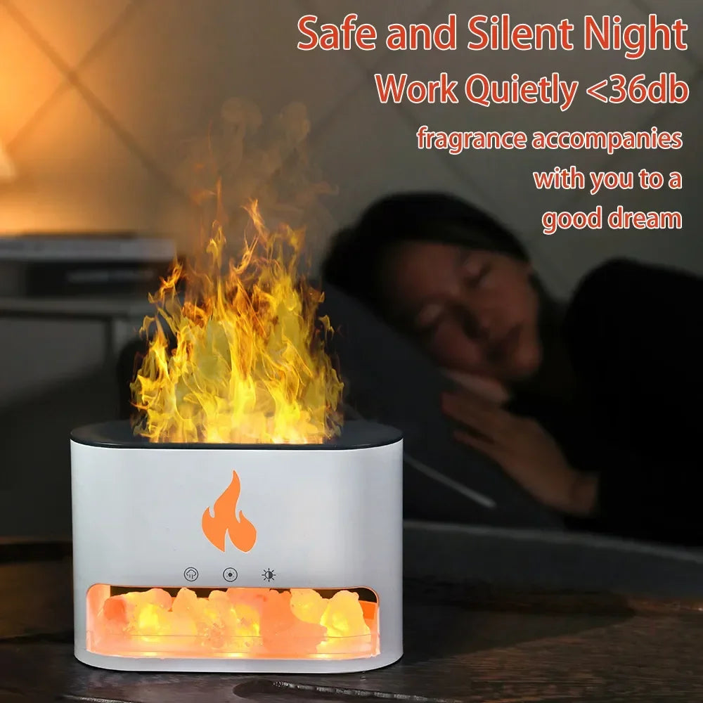 7-Color Flame Volcano Diffuser & Humidifier | Crystal Salt Lamp Fire Effect