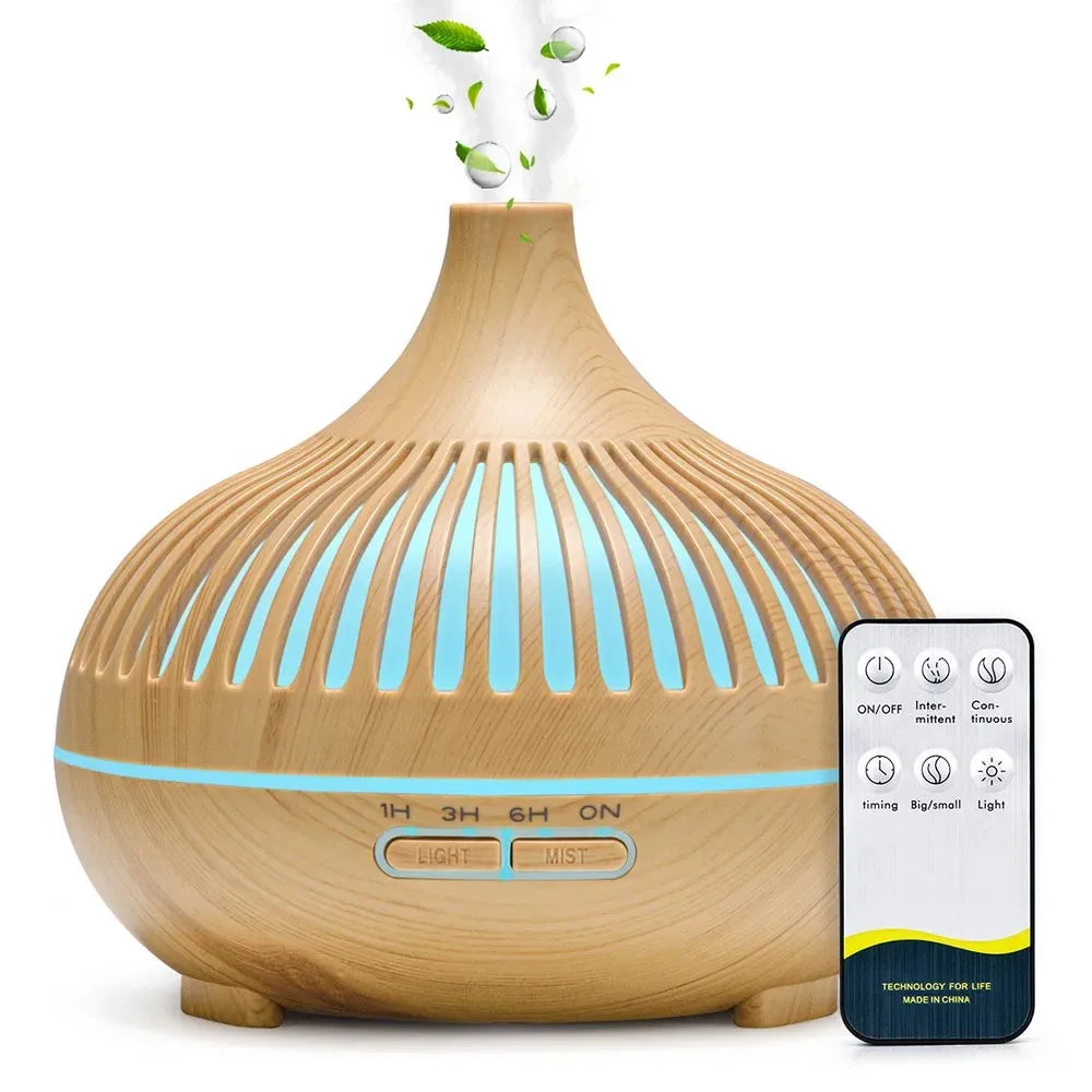 Wood Grain Aromatherapy Diffuser with Remote - Essential Oil Mist