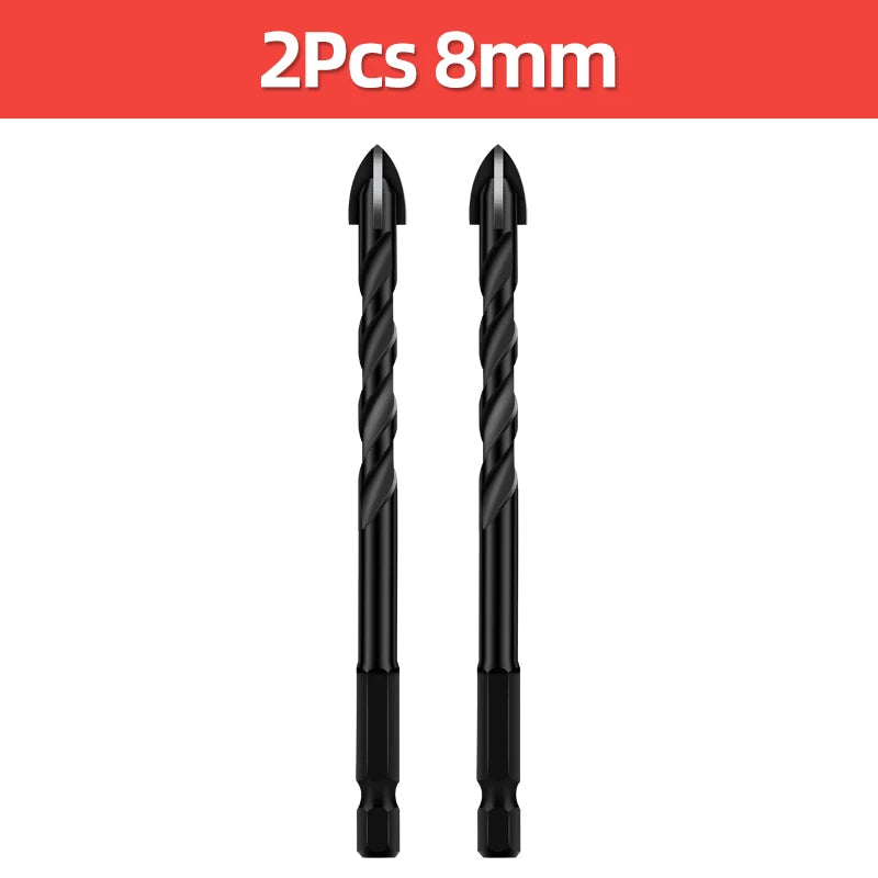 TOOLEYE Multifunction Cross Hex Drill Bit Set - Concrete, Tile, Glass, Metal
