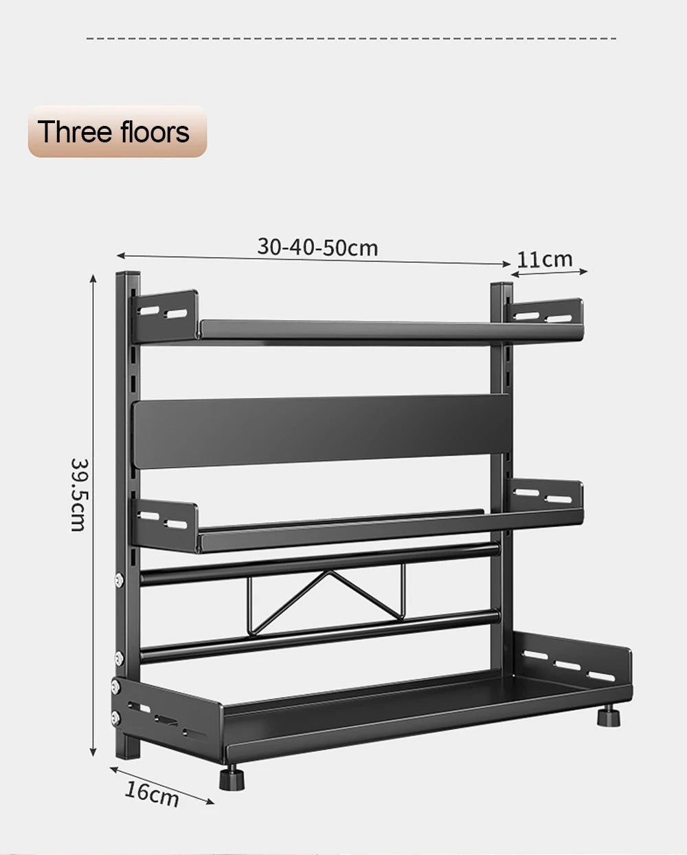 3 Tier Adjustable Spice Rack - Countertop & Cabinet Kitchen Organizer