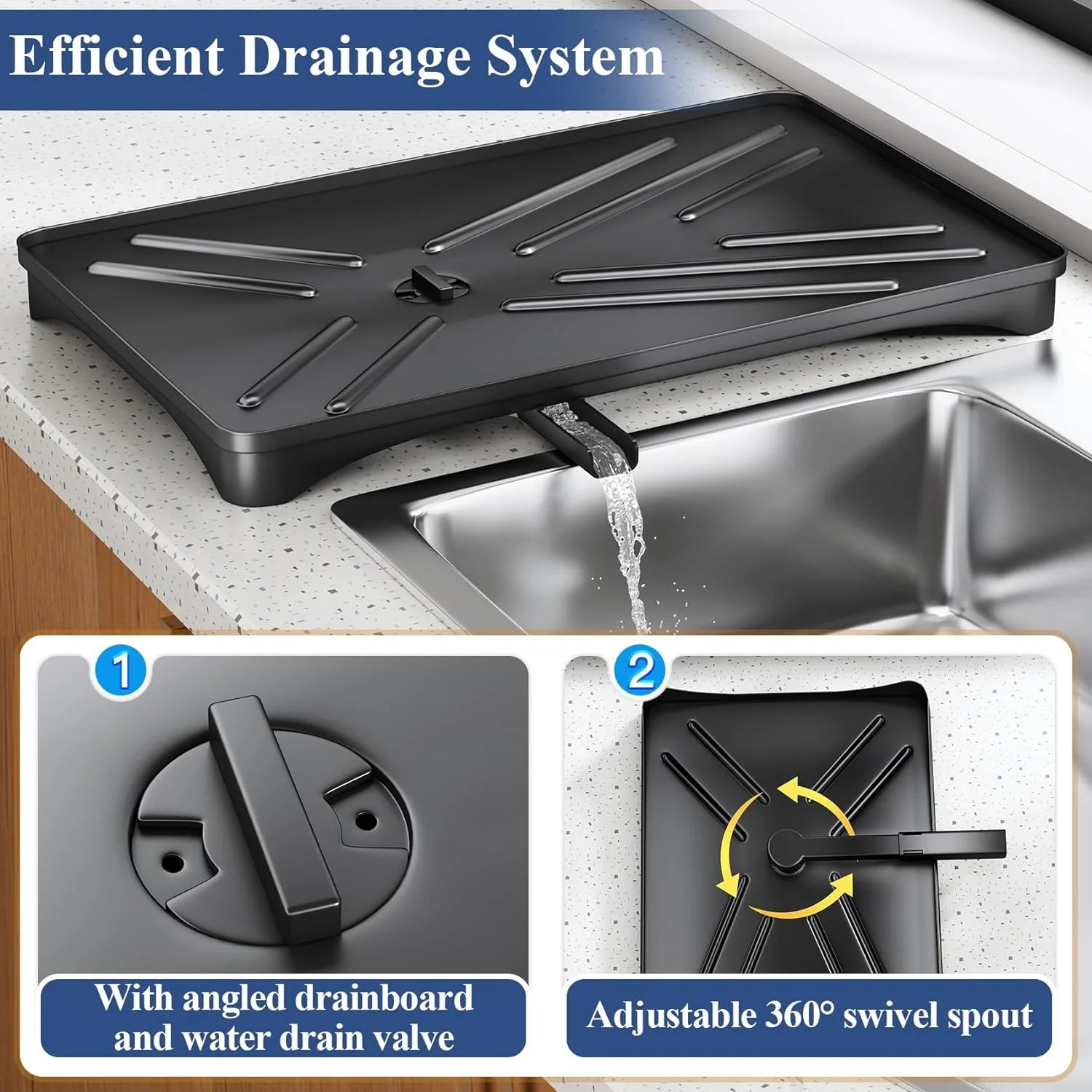 Large Rustproof Dish Drying Rack for Kitchen Counter with Drainboard & Utensil Holder