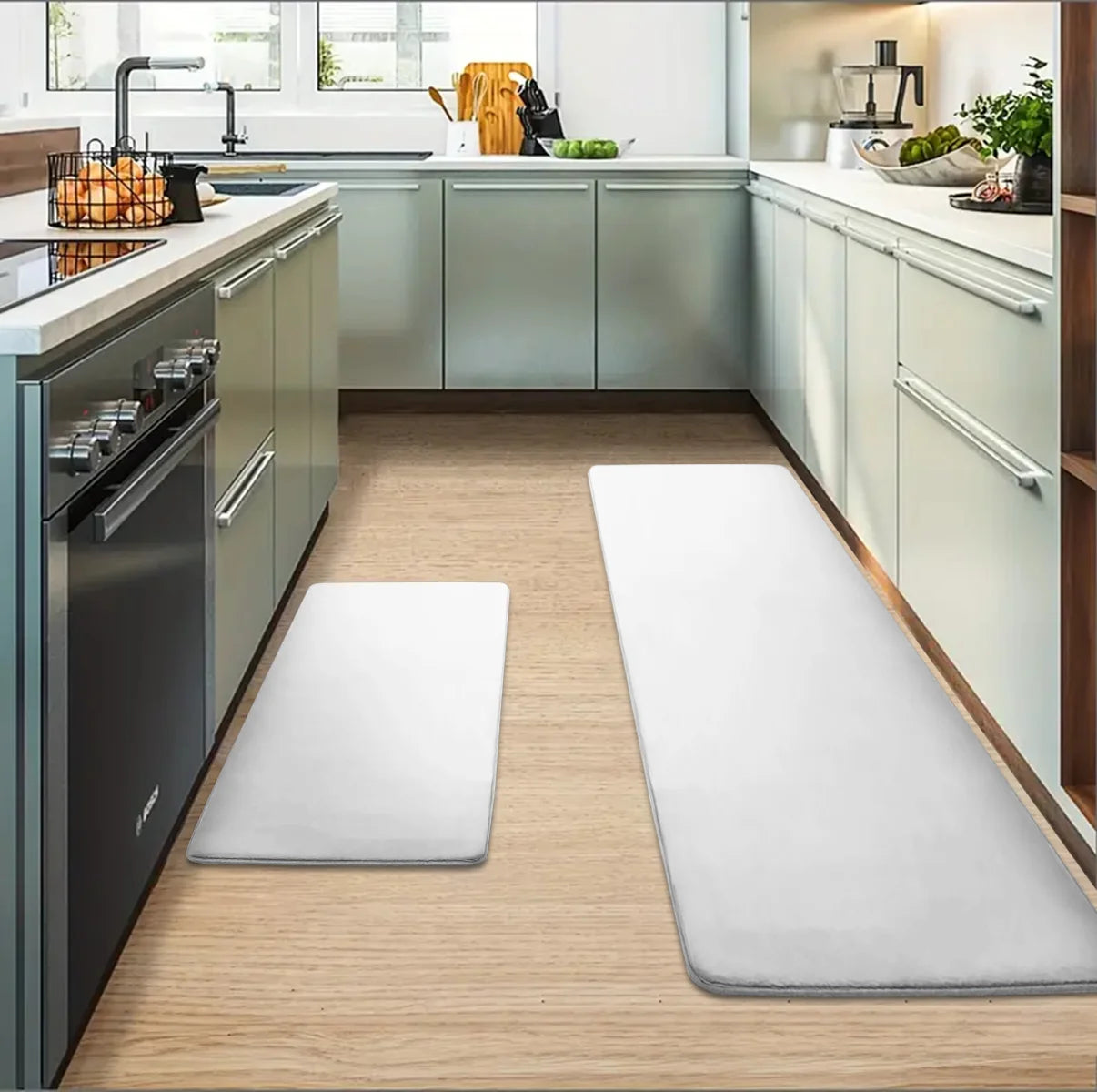 Thickened Flannel Kitchen & Entrance Floor Mats - Absorbent, Non-Slip, Dirt-Resistant