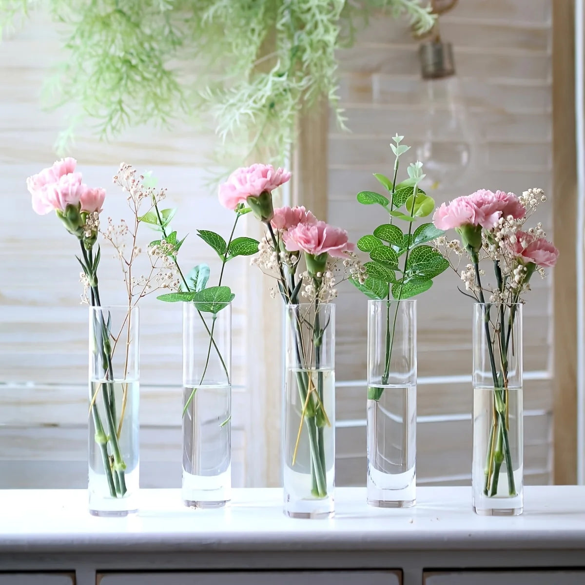 12 Clear Glass Cylinder Vases - Bulk Floral Decor for Events & Home