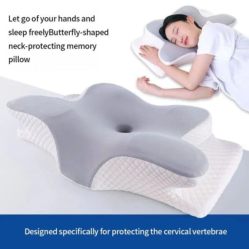 Cooling Memory Foam Cervical Pillow - Ergonomic Butterfly Neck Support