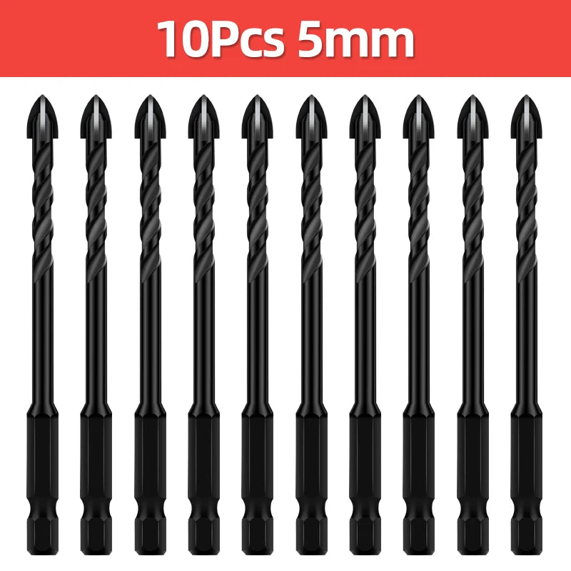TOOLEYE Multifunction Cross Hex Drill Bit Set - Concrete, Tile, Glass, Metal