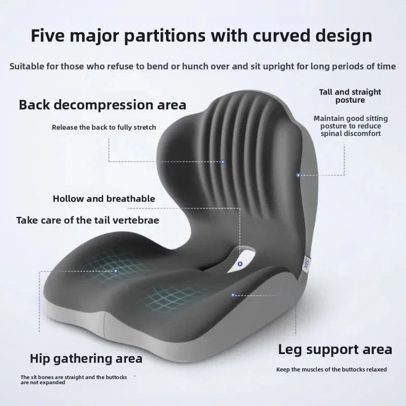 Ergonomic Memory Foam Seat Cushion with Lumbar Support | Office & Car Back Pain Relief