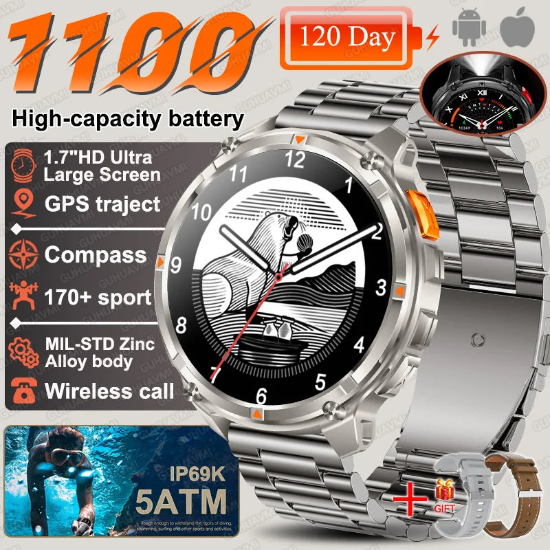 T-Rex3 Pro Smartwatch | 1100mAh Battery, GPS, 5ATM Waterproof, Military-Grade