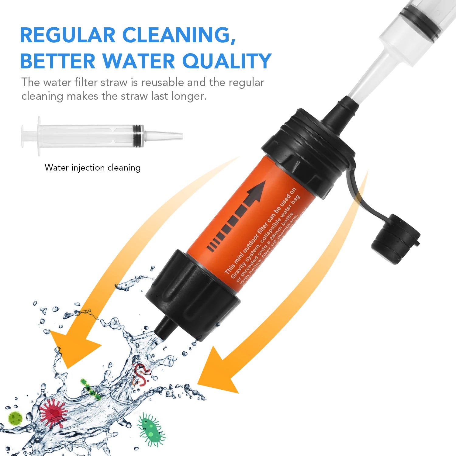 Emergency Water Filter Straw for Hiking, Camping & Survival