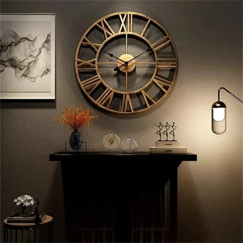 Modern 3D Large Roman Numeral Wall Clock - Silent Design Decor