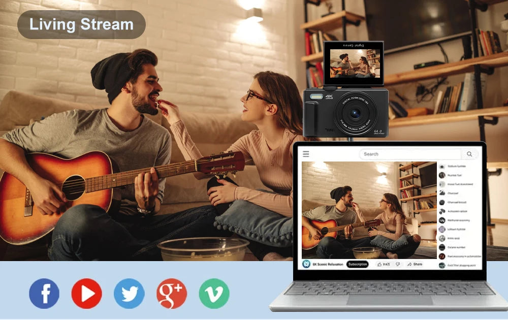 Ourlife AC600 4K 64MP Digital Vlogging Camera