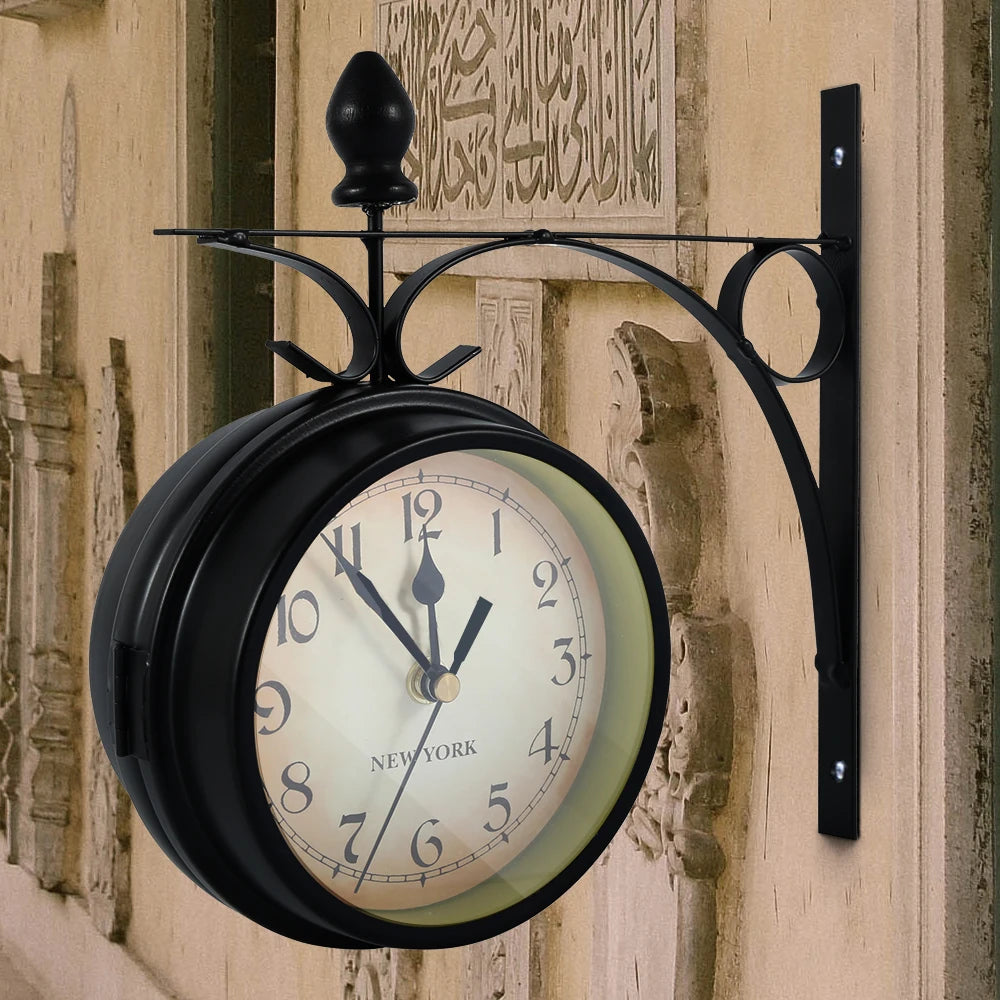 Retro Double-Sided Wall Clock | Vintage Home & Office Decor