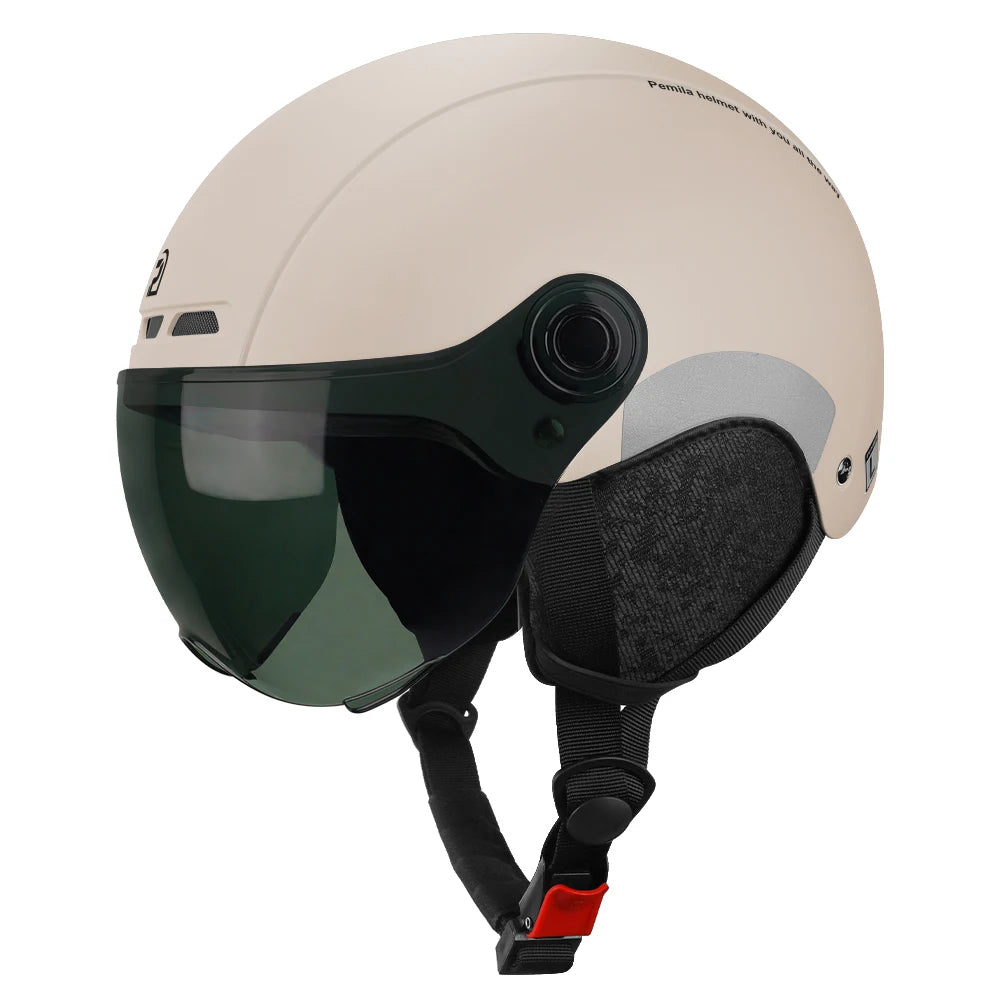 PEMILA Cycling Helmet with Goggles, Ear Protection & Reflective Safety - Adult MTB Road E-Bike