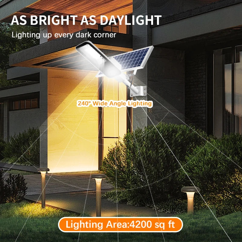 200W Solar Street Light - Outdoor, Waterproof, Auto Dusk to Dawn