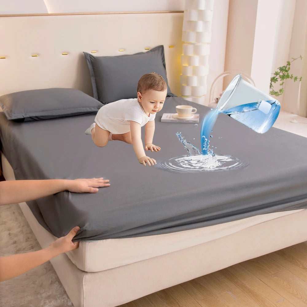 Waterproof Fitted Bed Sheet & Mattress Protector | 360° Elastic Band | All Sizes