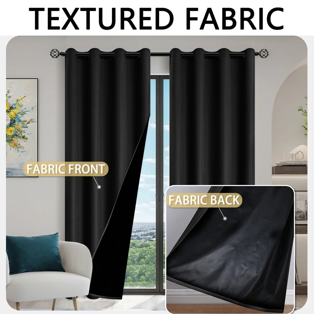 100% Blackout Curtains for Bedroom & Living Room - Full Shading & Sun Protection
