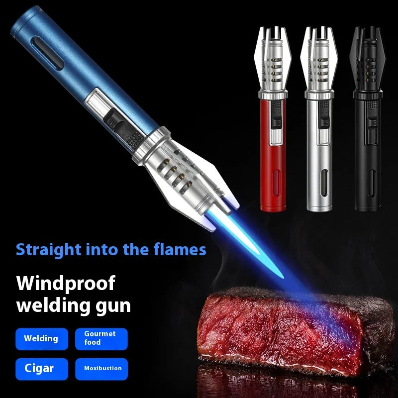 Powerful Metal Gas Lighter - Windproof Torch for Kitchen, BBQ & Cigars