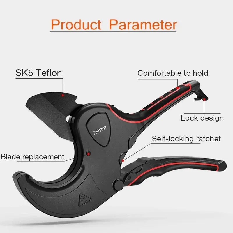 Pipe Cutter 42-75mm - Aluminum Alloy Ratchet Tube Shear