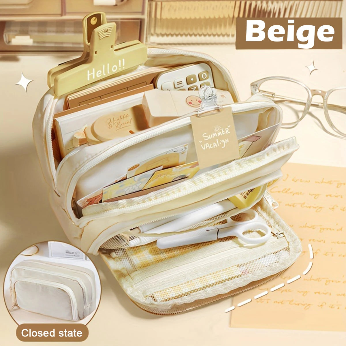 Kawaii Large Capacity Multi-Layer Pencil Case & Makeup Storage Bag | Vabena