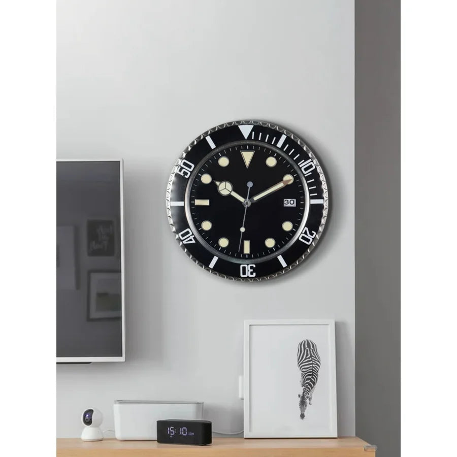 Luxury Modern Metal Wall Clock with Digital Luminescence