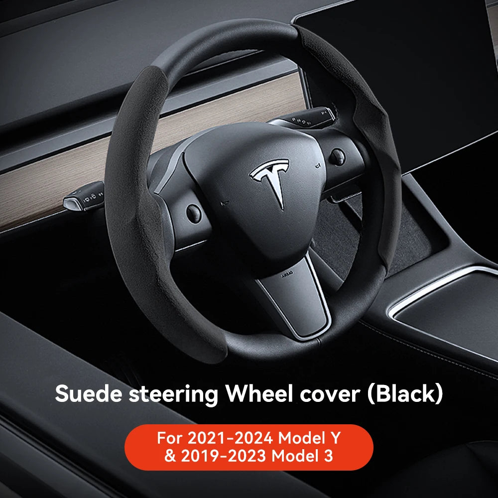 Tesla Model 3/Y Highland Juniper Carbon Fiber Steering Wheel Cover