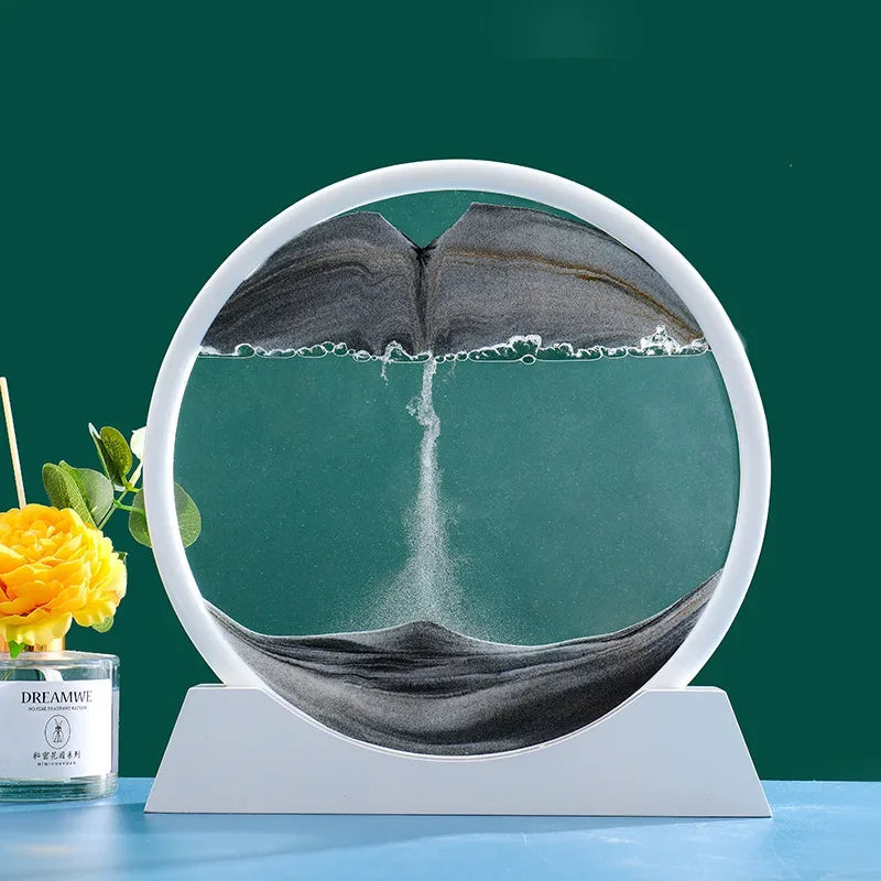3D Moving Sand Art Deep Sea Sandscape | Round Glass Desk Decor & Gift