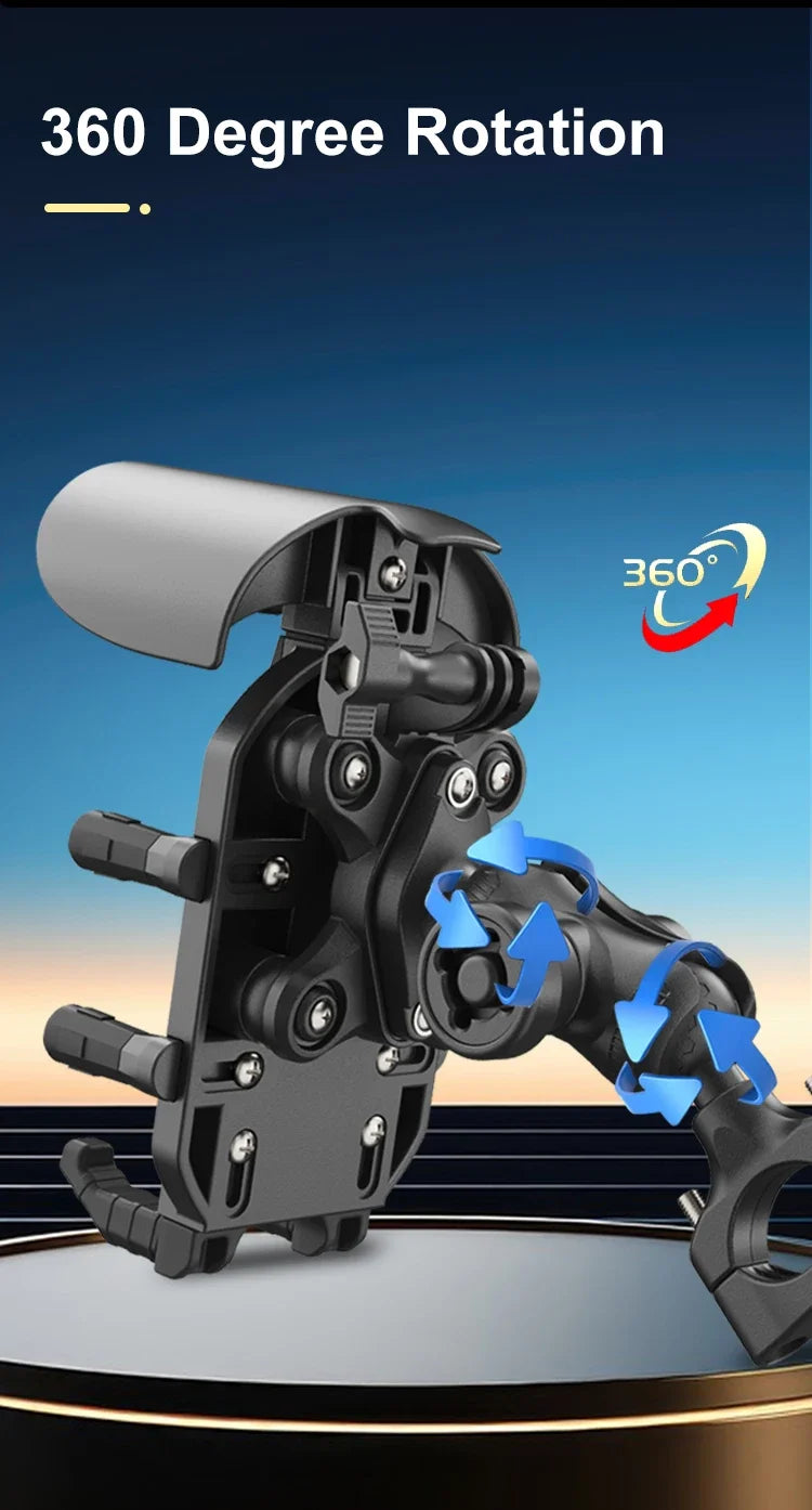 Motorcycle Phone Holder & Fast Charger - Wireless, USB, Type C | Shockproof Bike Mount