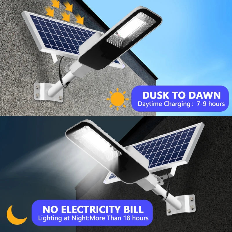 200W Solar Street Light - Outdoor, Waterproof, Auto Dusk to Dawn