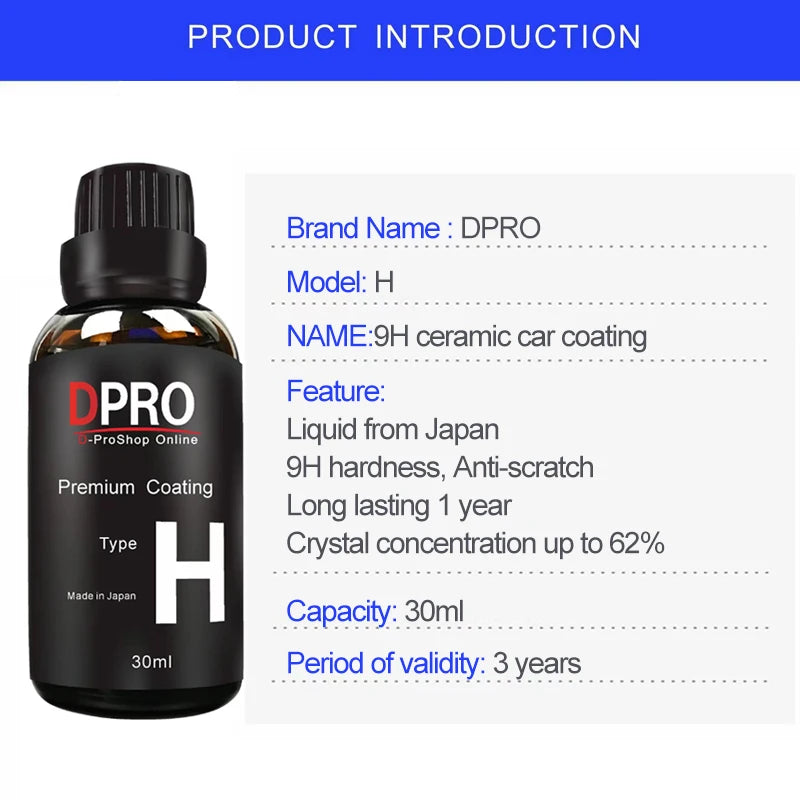 Dpro 9H Ceramic Car Coating Kit - Liquid Glass Nano Paint Protection