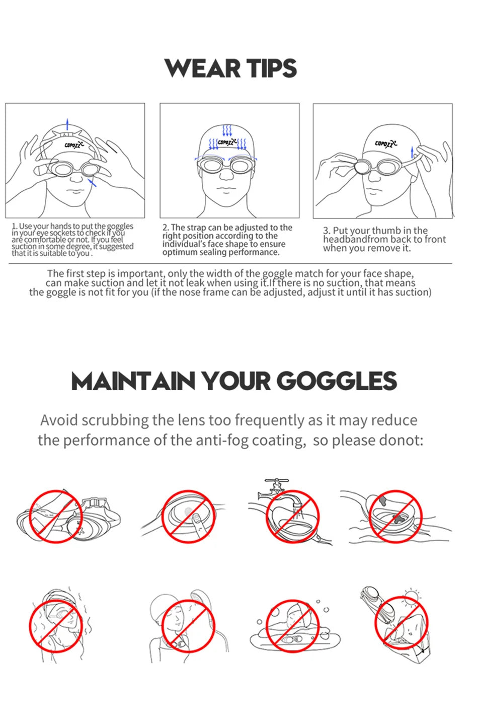 COPOZZ Professional Electroplate Swim Goggles - Anti-Fog UV Protection