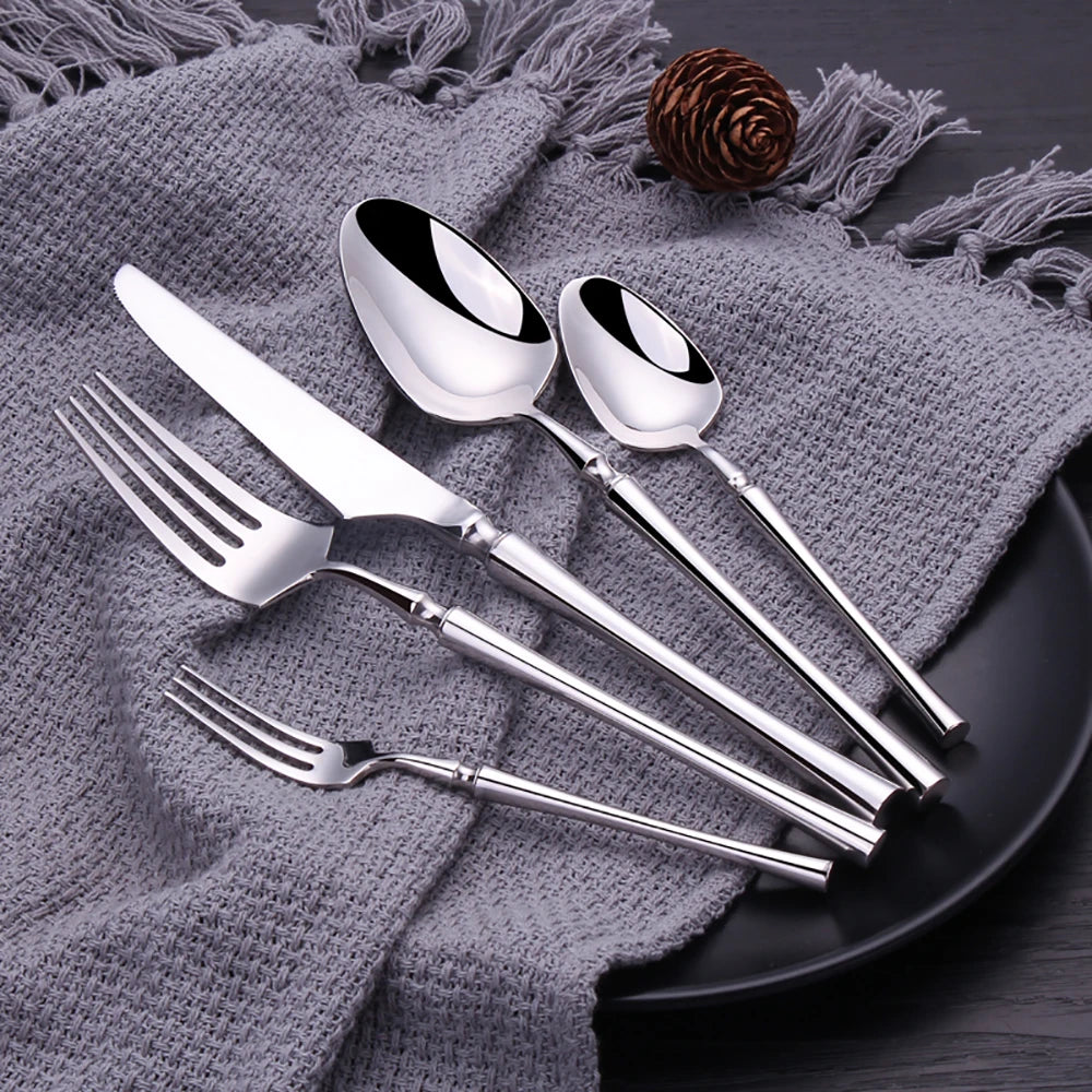 Luxury Gold Cutlery Set - Stainless Steel Dinnerware Flatware (10-30 Pcs)