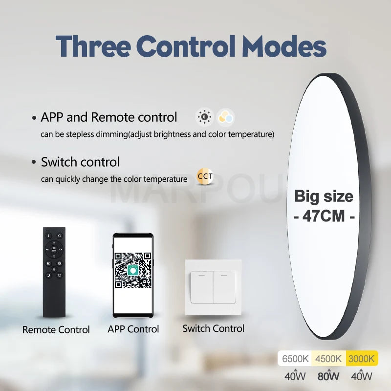 MARPOU Dimmable LED Ceiling Lamp - Modern Bedroom Lighting