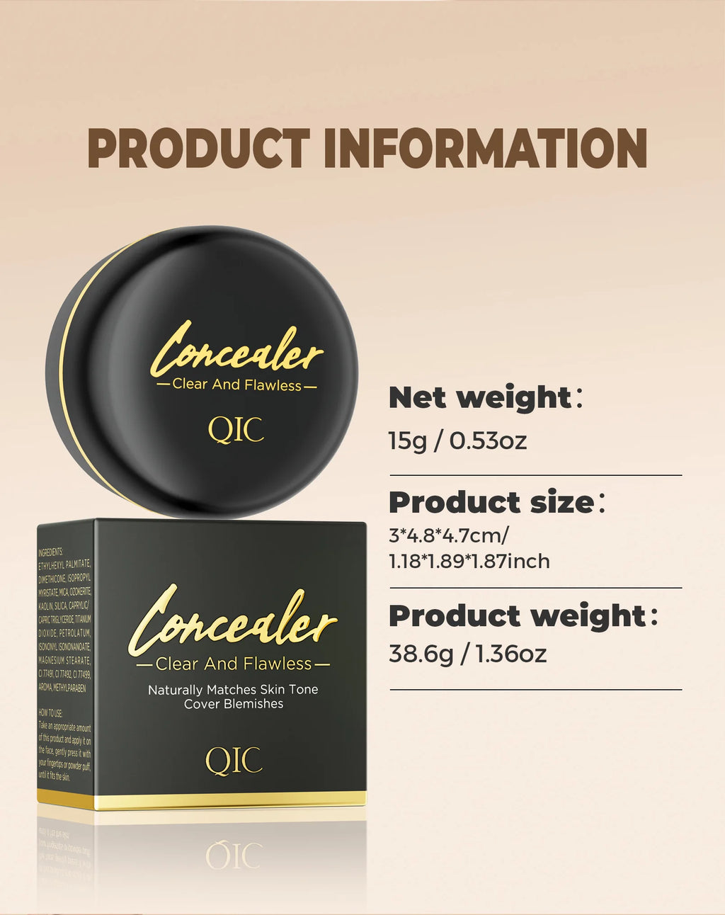 Hydrating Eye Brightening Concealer & Contour Cream - Full Coverage, Long-Lasting Makeup