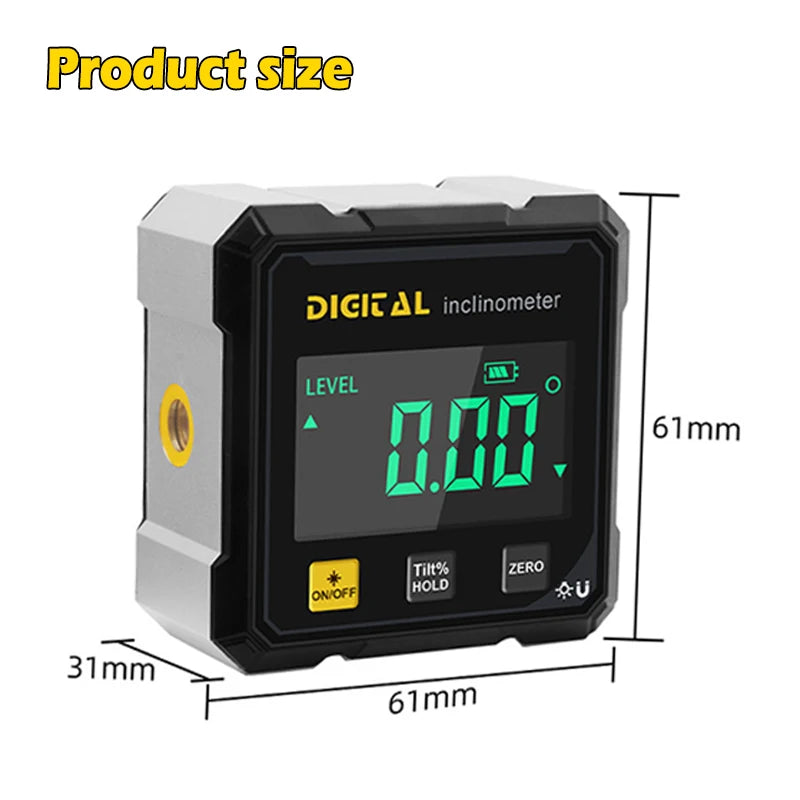 Magnetic Digital Angle Finder & 360° Laser Protractor Level | USB-C