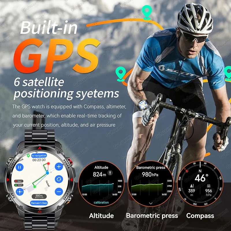 Vabena 2025 GPS Map Smartwatch | Navigation & Fitness for Men & Women