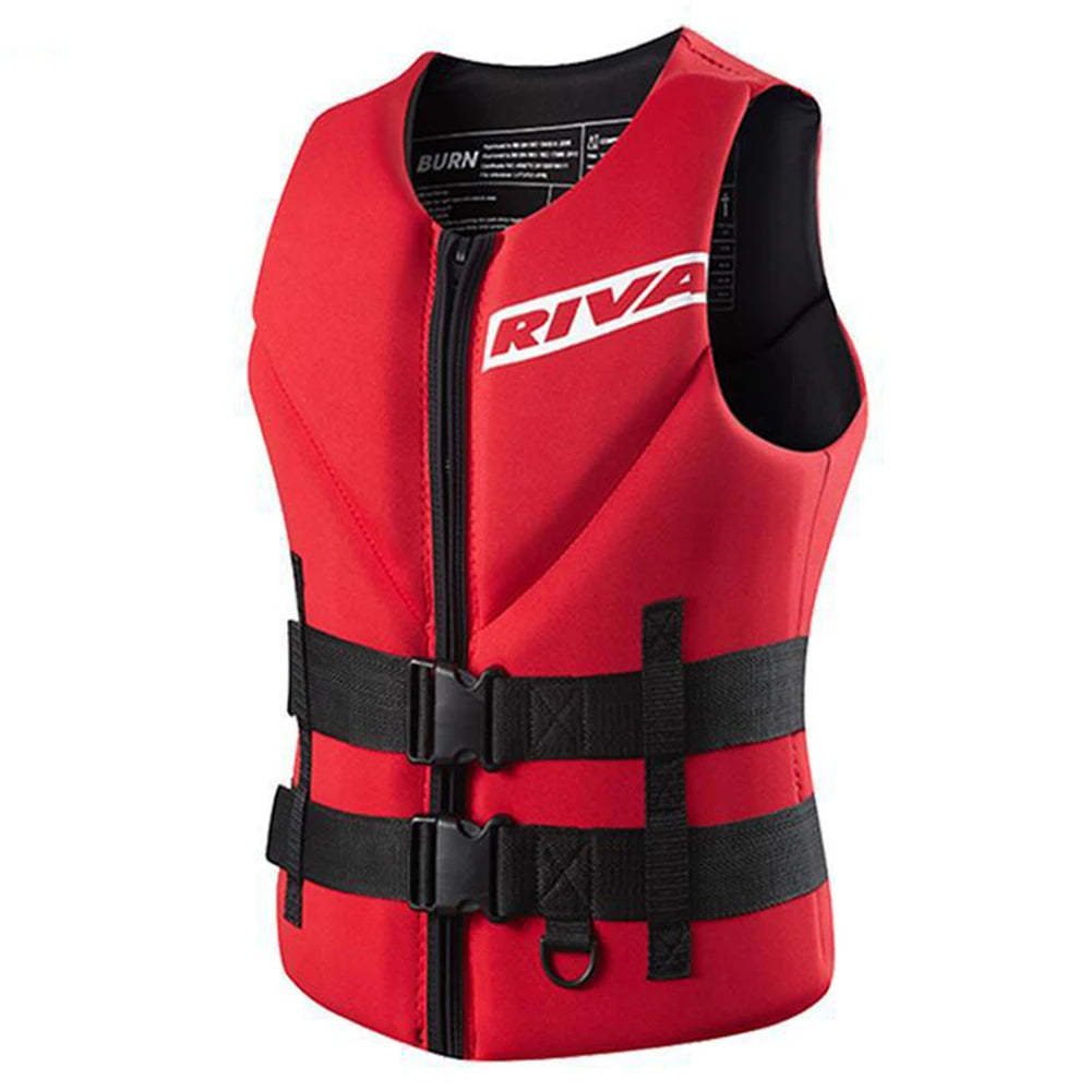 Adult Life Vest for Water Sports, Kayak, Wakeboard & Rescue - High Visibility Safety Jacket