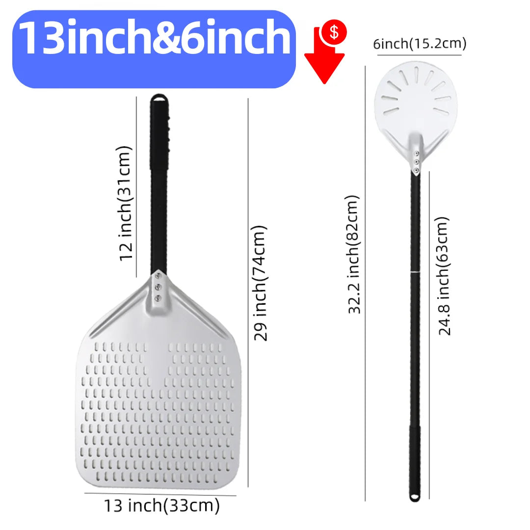 6-14 Inch Hard Anodized Aluminum Pizza Peel – Durable Oven Spatula & Bread Paddle