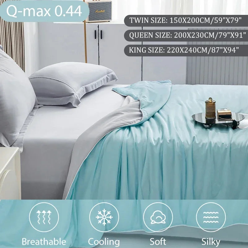 Ice Silk Cooling Comforter for Summer - Lightweight & Smooth Cold Quilt