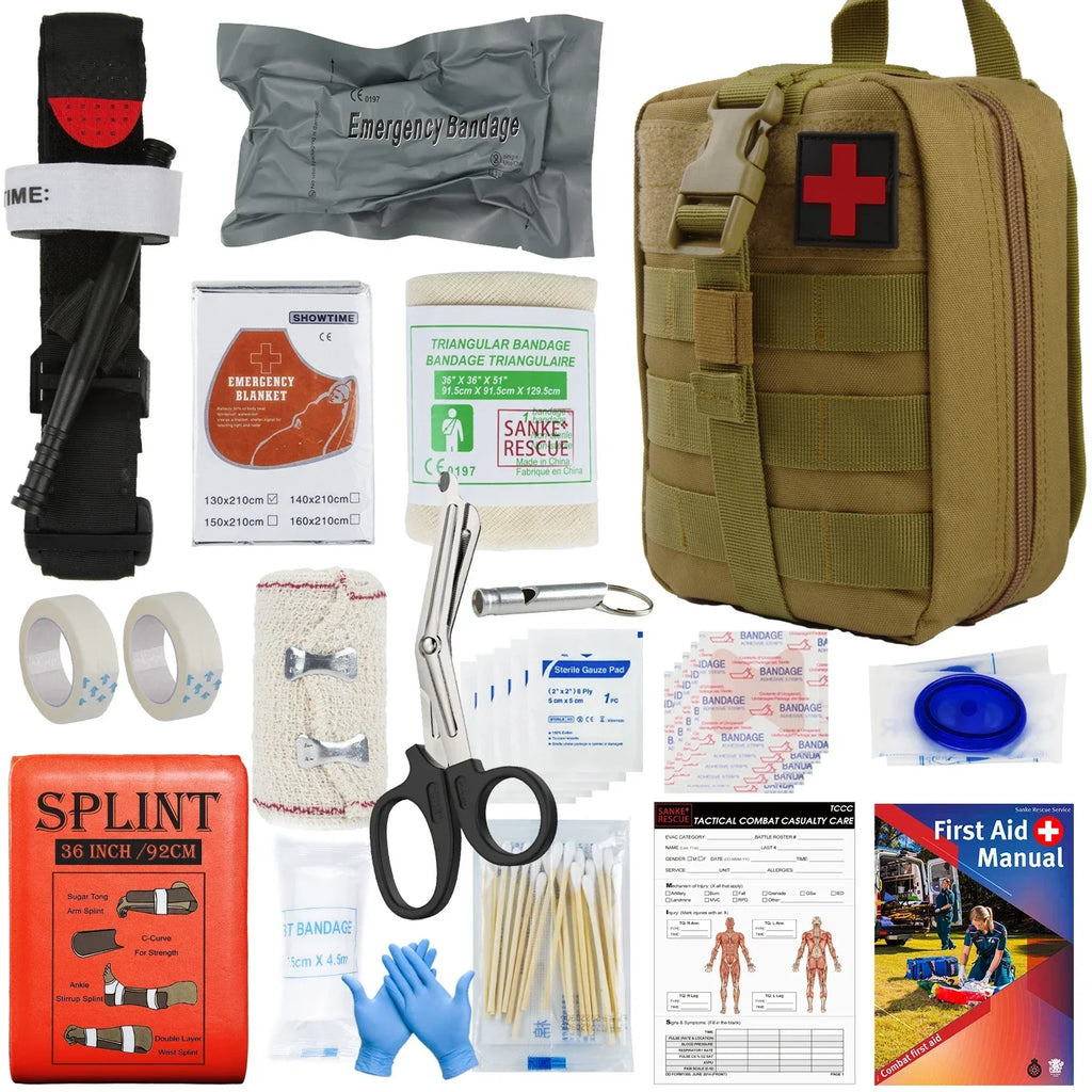 Tactical IFAK First Aid Survival Kit - 18 EMT Emergency Items MOLLE Pouch