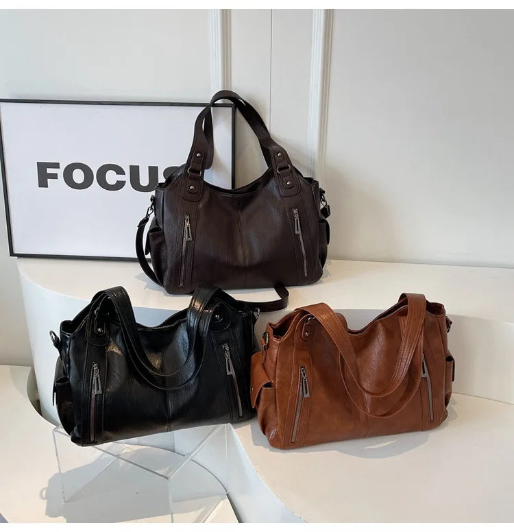 Vabena 2026 Soft Interior Shoulder Bags - High Quality Contrasting PU Handbags