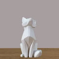 Geometric Fox Sculpture | Modern White Abstract Ornament