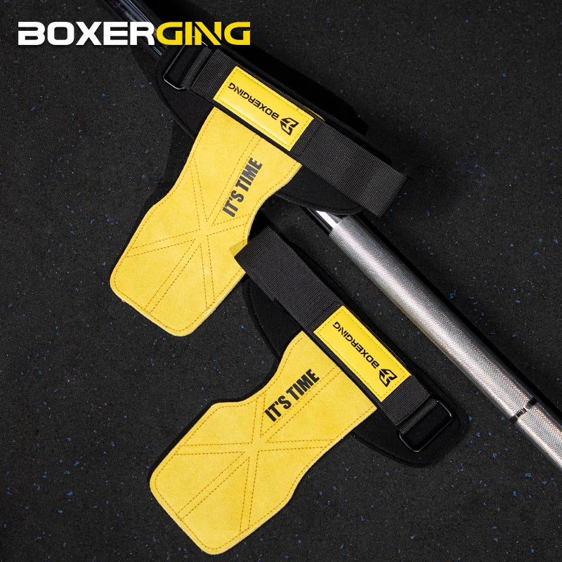 Vabena Cowhide Gym Gloves Grips - Anti-Skid Palm Protection for Weightlifting